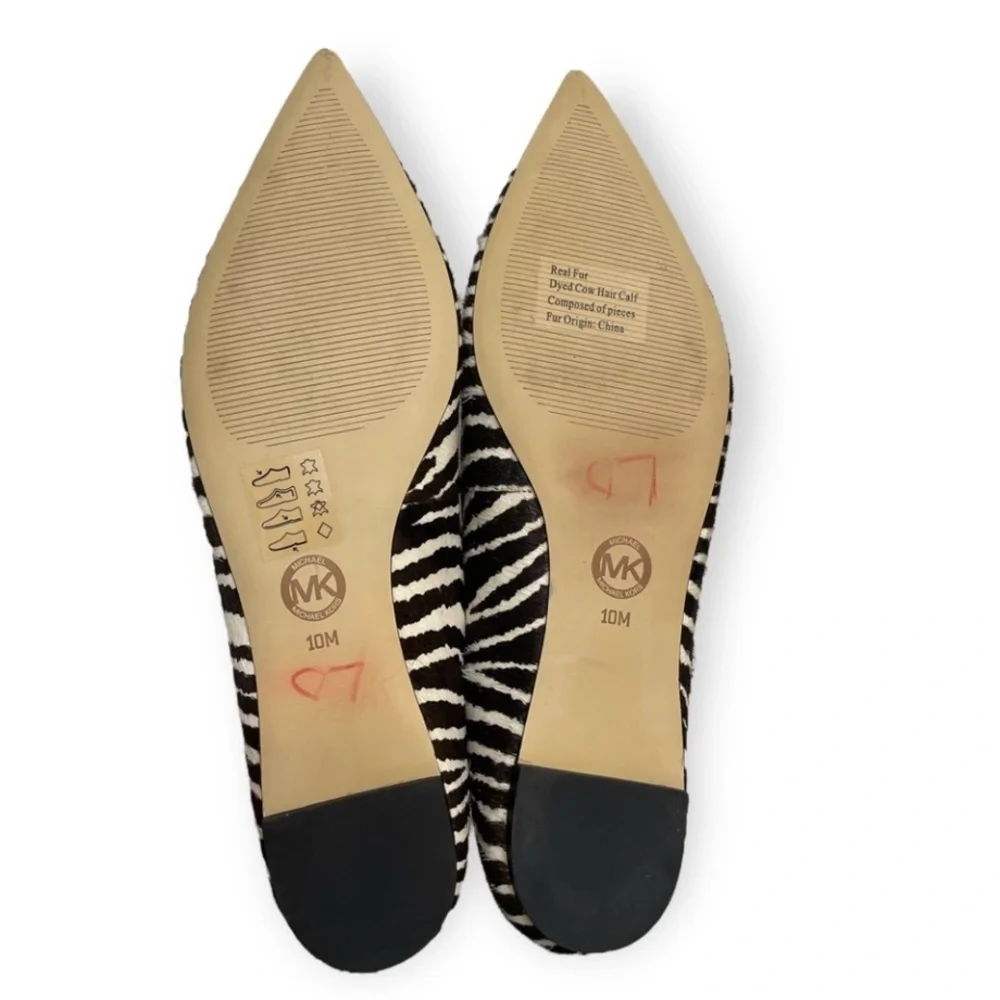 Michael Kors Calf hair Zebra Print Flats with Silver Cap - Picture 4 of 4